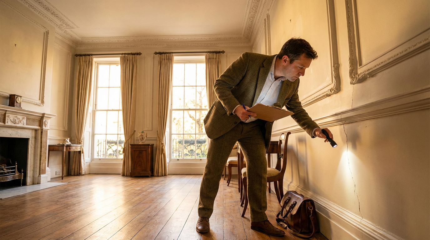 Pimlico Surveyors surveyor conducting a detailed building inspection in a London property