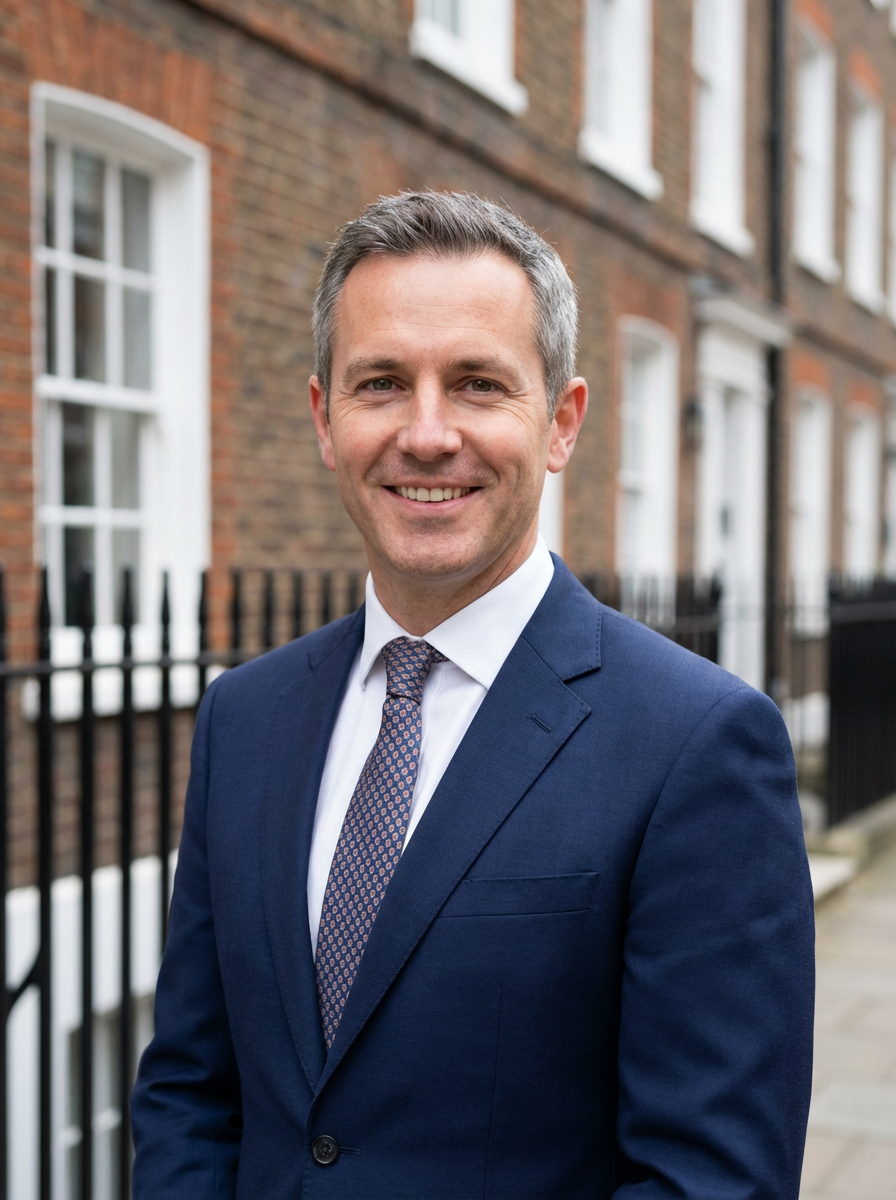 James Hartley, Principal Surveyor at Pimlico Surveyors, standing outside a London property